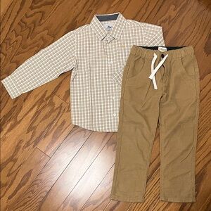 Kids Button Down Shirt - Beige Plaid